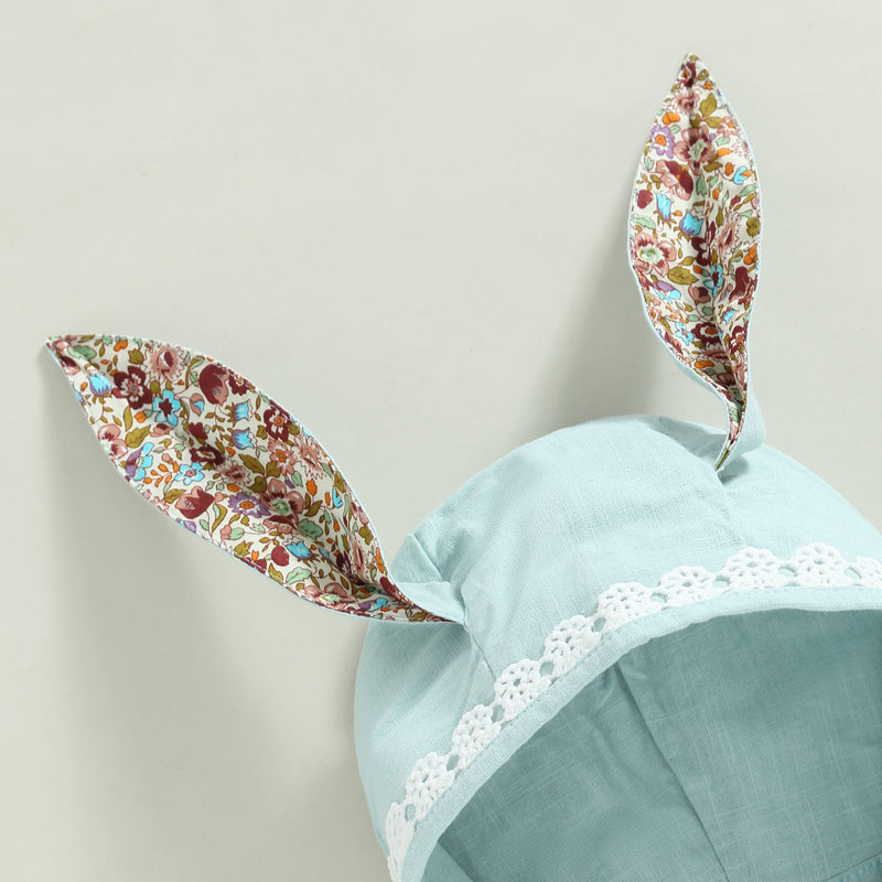 0-18M Newborn Baby Girl Easter Outfit Vintage Overalls and Bunny Ears/Toddler Dress Sister Mathing Clothes with Tail