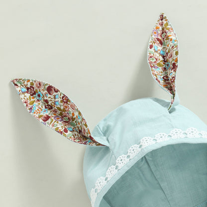 0-18M Newborn Baby Girl Easter Outfit Vintage Overalls and Bunny Ears/Toddler Dress Sister Mathing Clothes with Tail