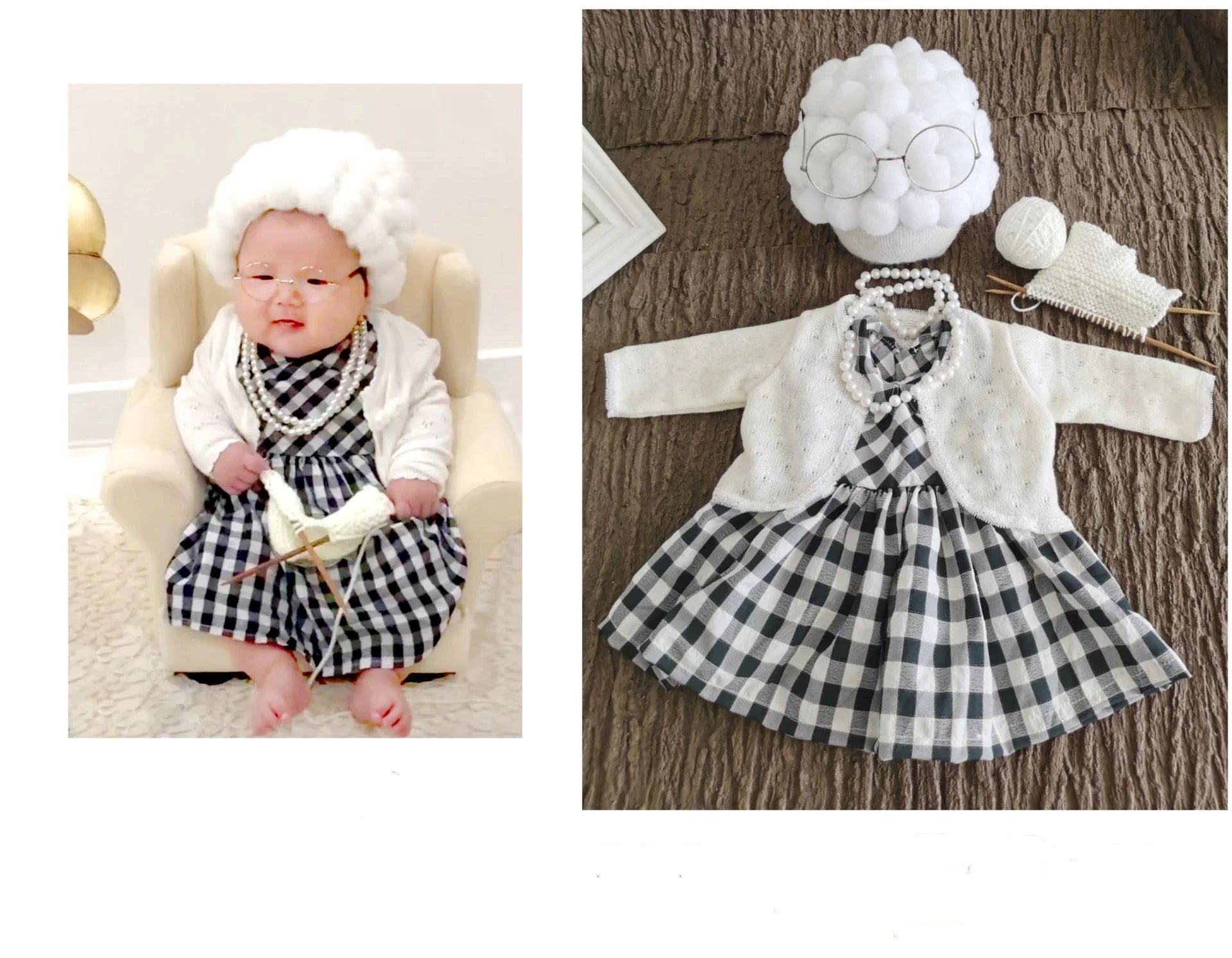 Newborn Photography Props Grandmother Outfit Baby Girl Cosplay Grandma Clothes Baby Boy Grandpa Costume Photo Newborn Outfit