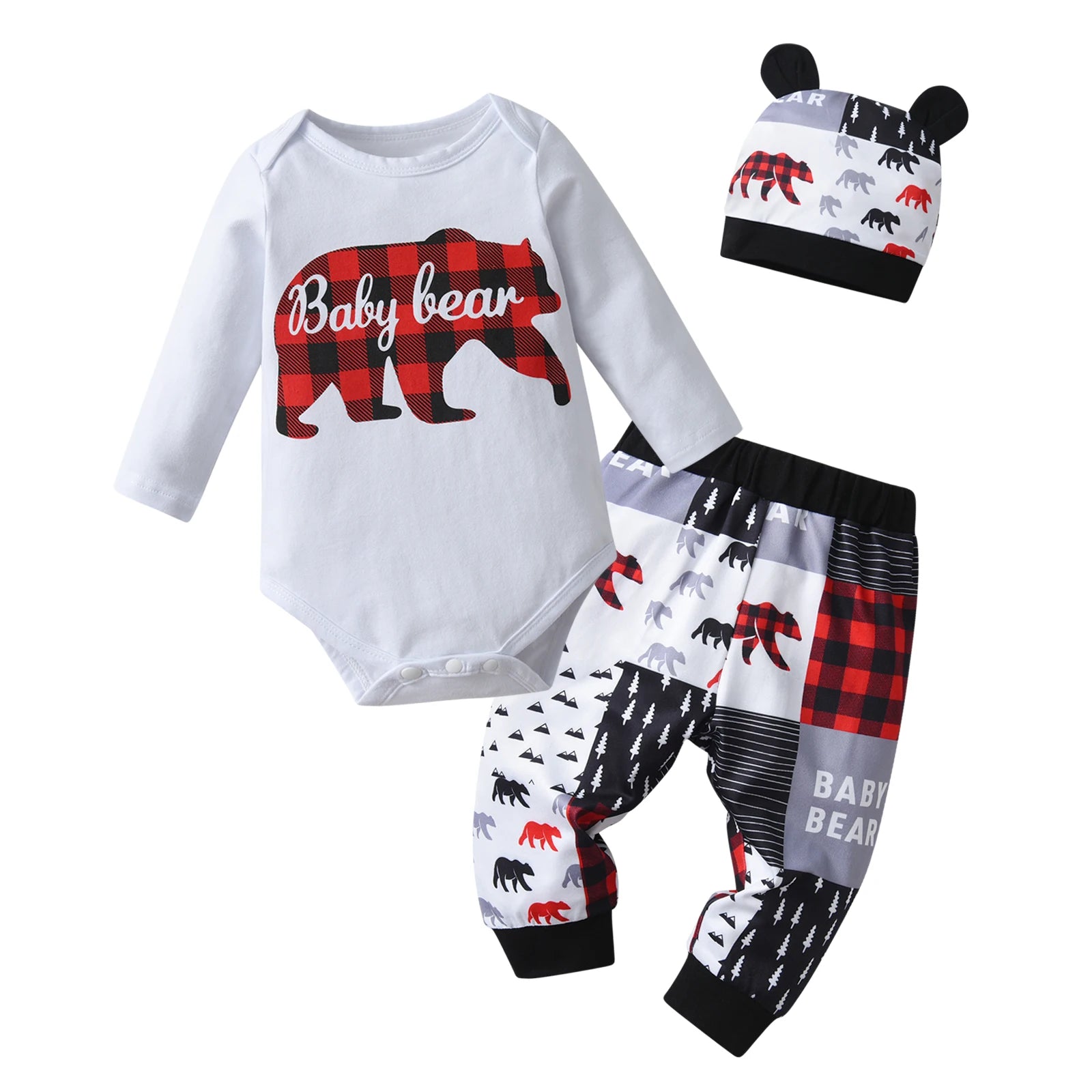 Bear Print Baby Romper Set
