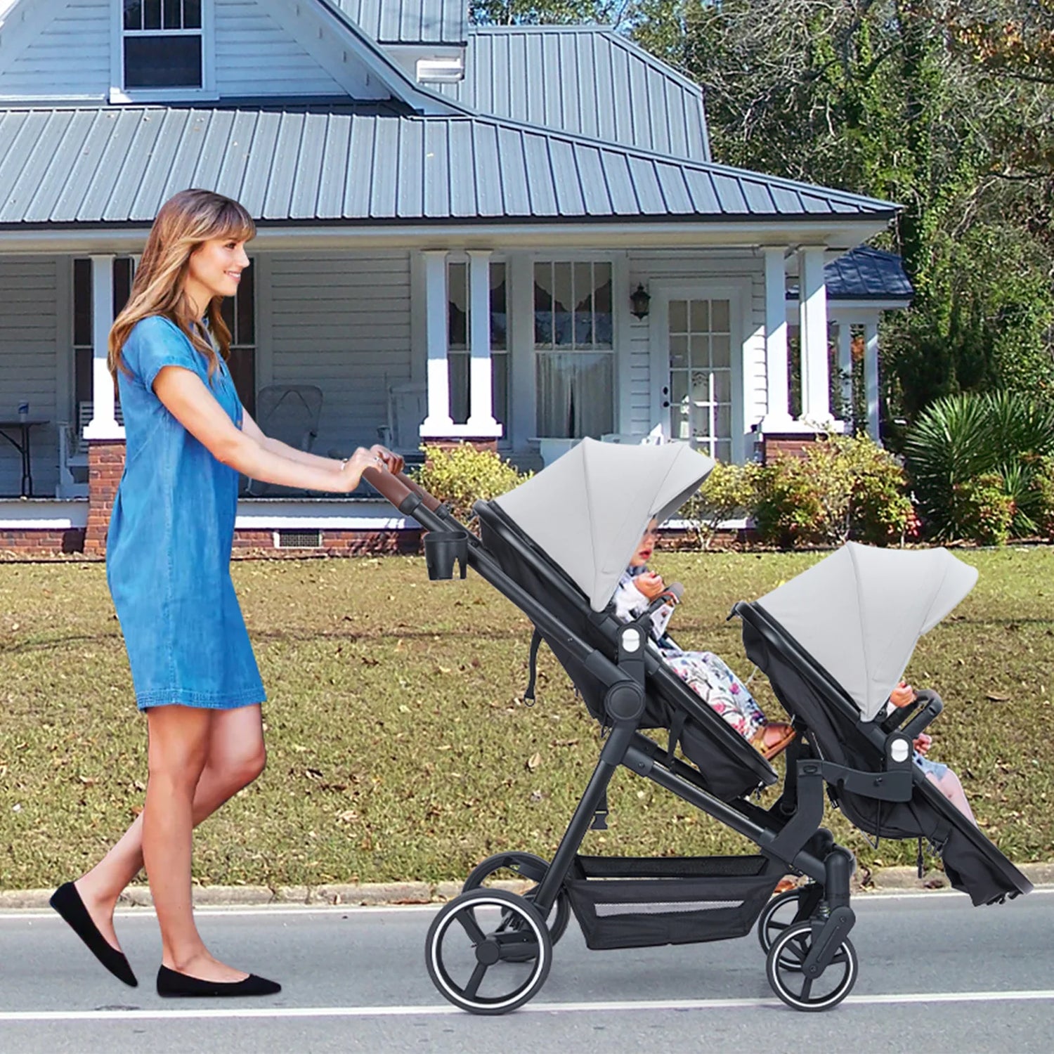 Foldable Double Baby Stroller