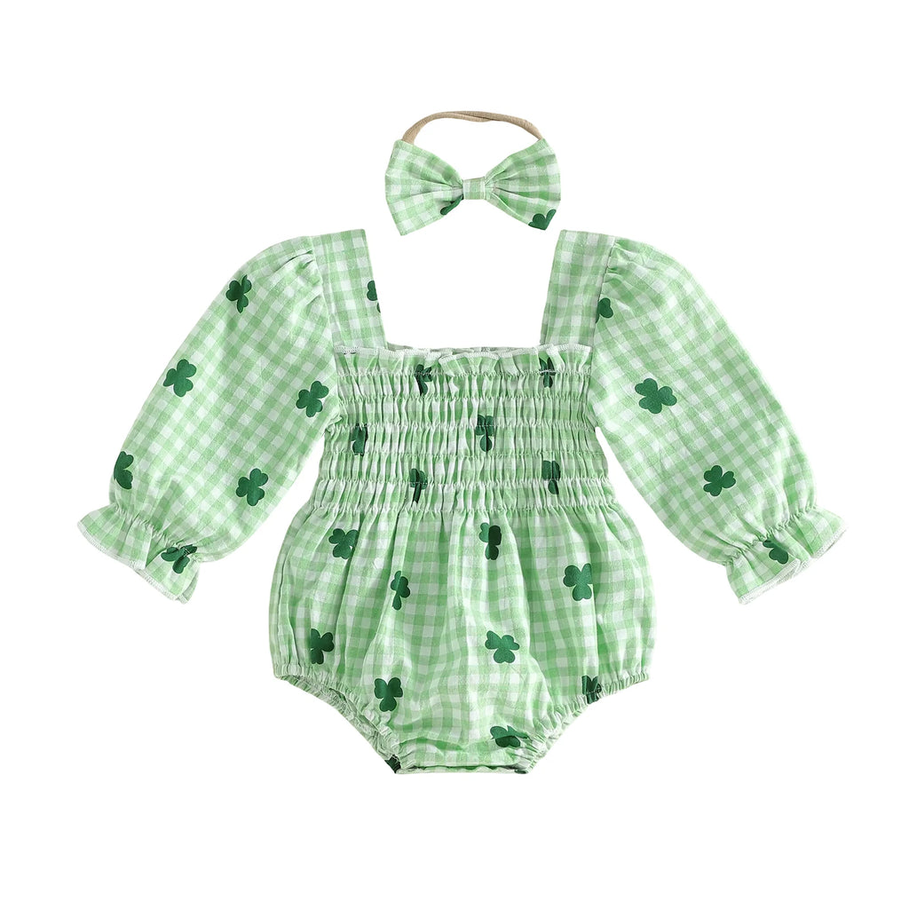 Plaid Shamrock Baby Romper