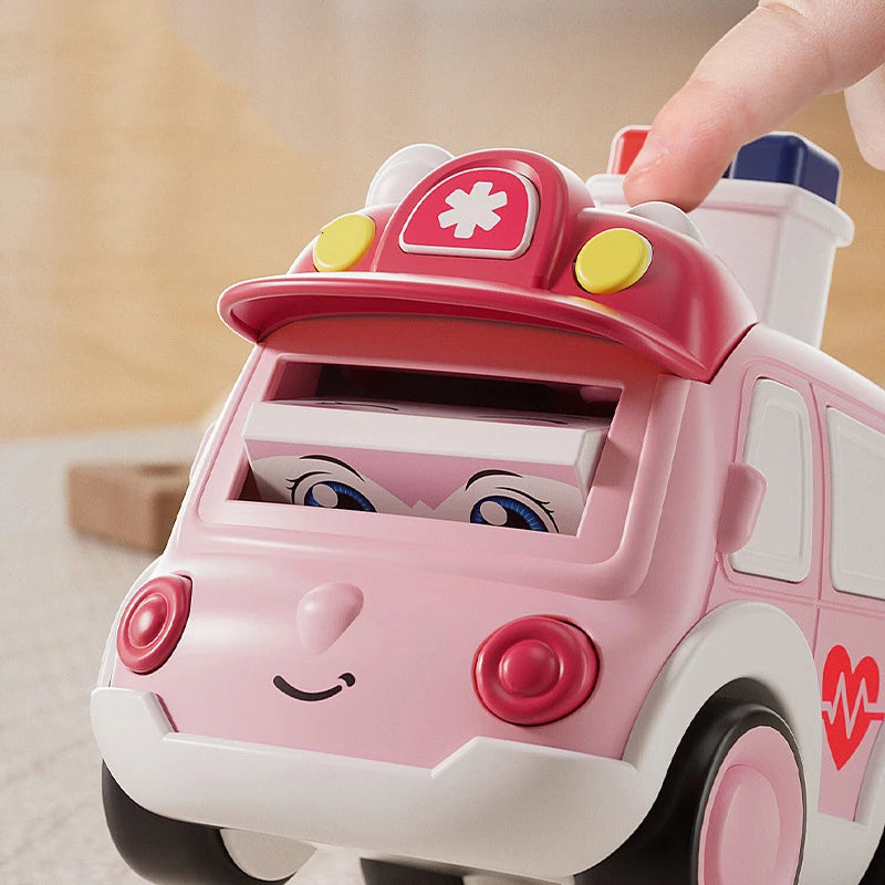 Toddler Press And Go Vehicle Cartoon Baby Mini Ambulance Police Car Fire Truck Excavator Model Gift For Kids Toys