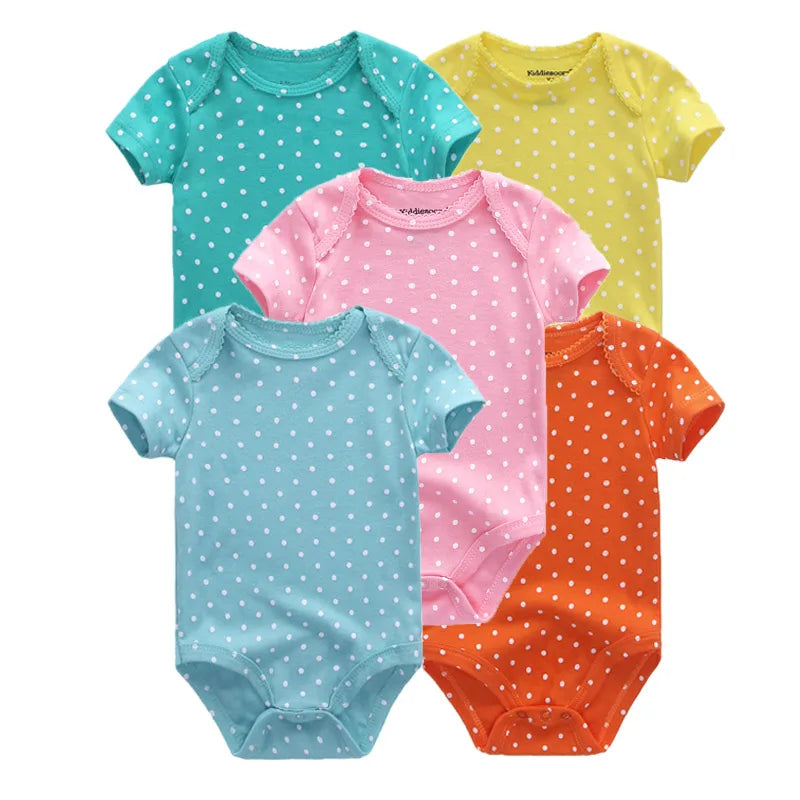 Kiddiezoom 5 Pcs/Lot Fashion Newborn Cartoon Short Sleeve Baby Boy Girl Bodysuits Soft 100%Cotton Infant Onesies Unisex Clothes