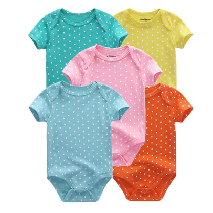 Kiddiezoom 5 Pcs/Lot Fashion Newborn Cartoon Short Sleeve Baby Boy Girl Bodysuits Soft 100%Cotton Infant Onesies Unisex Clothes