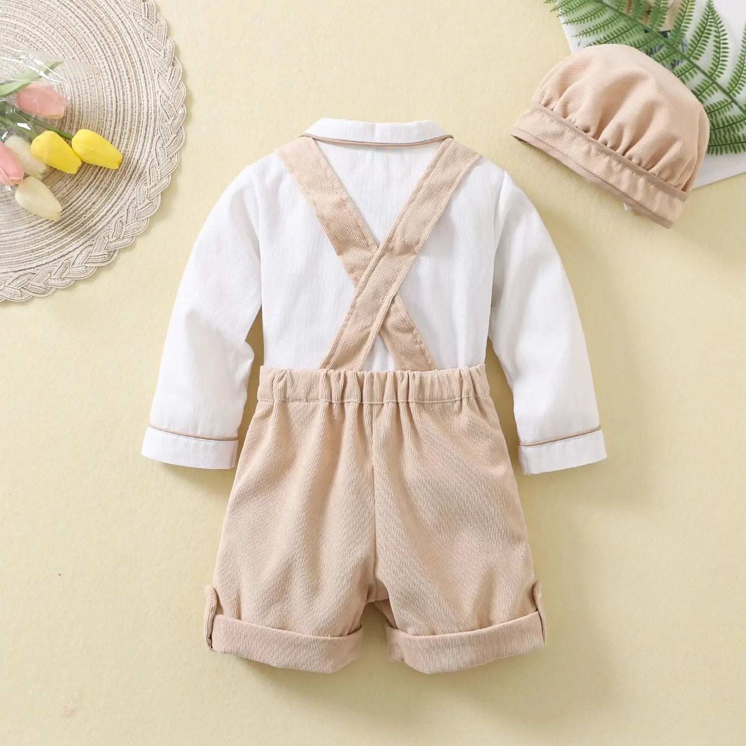 Toddler Boys Birthday Outfit Baby White Long Sleeve Shirts and Suspenders Pants Two Piece Sets Newborn Infant Spanish Clothing