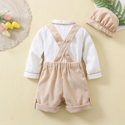 Toddler Boys Birthday Outfit Baby White Long Sleeve Shirts and Suspenders Pants Two Piece Sets Newborn Infant Spanish Clothing