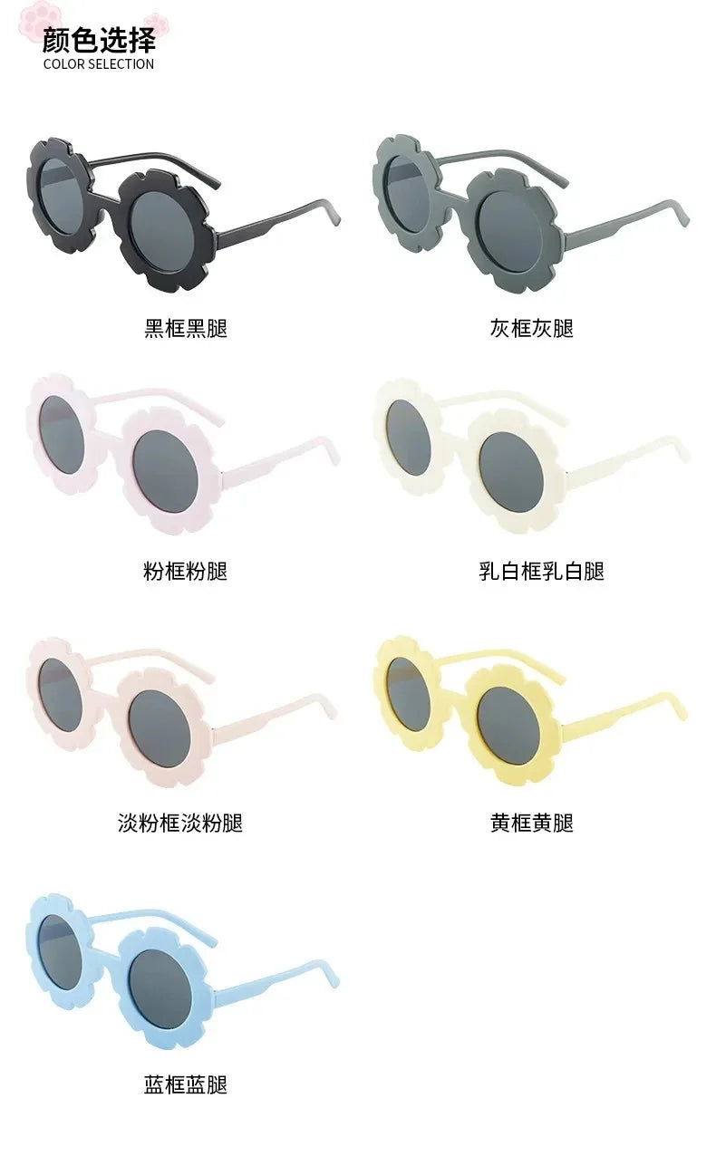Children Sunglasses Flower Decorate Cute Baby Girls Summer Outdoor Sun Glasses Kids Boy UV400 Acrylic Eyewear Gifts
